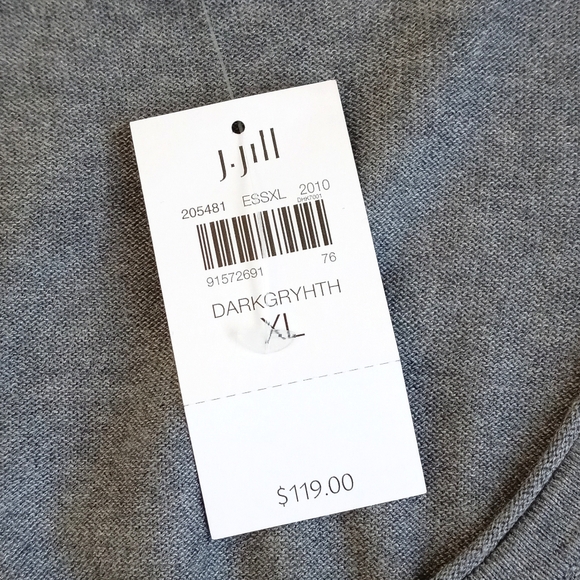 J.Jill Elegant Gray Women's Silk Blend Sweater Cardigan W/ Built In Tank Top XL - Picture 6 of 8